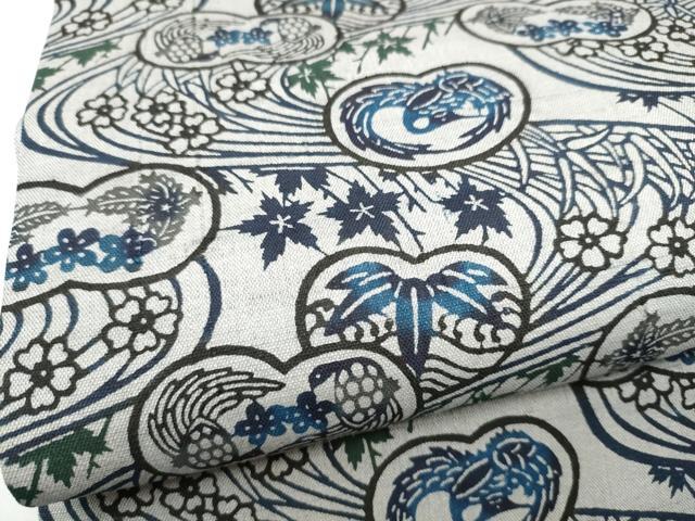 平和屋着物●伊差川紅型工房 伊差川洋子作 九寸開き名古屋帯 紬地 花鳥文 正絹 逸品 CABJ8555hy