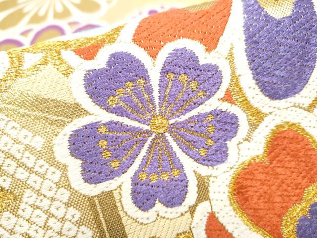 平和屋着物●六通柄袋帯 唐織 舞花文 金糸 正絹 逸品 CABJ8556hy