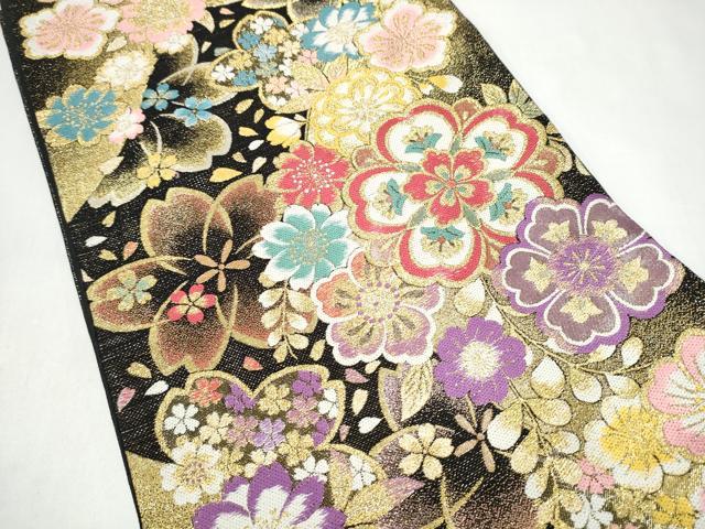 平和屋着物●六通柄袋帯 舞花文 金糸 正絹 逸品 CABJ8564hy