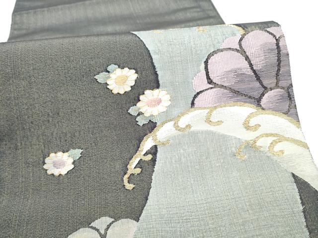 平和屋着物●太鼓柄袋帯 流水花文 金糸 正絹 逸品 CABJ8569hy