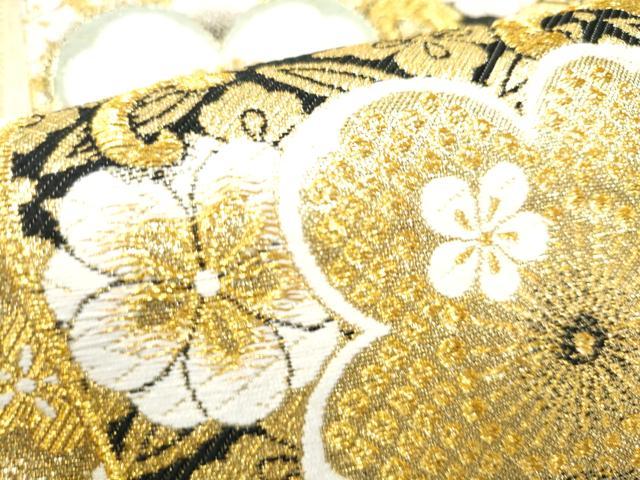 平和屋着物●六通柄袋帯 唐織 舞桜文 金糸 正絹 逸品 CABJ8581hy