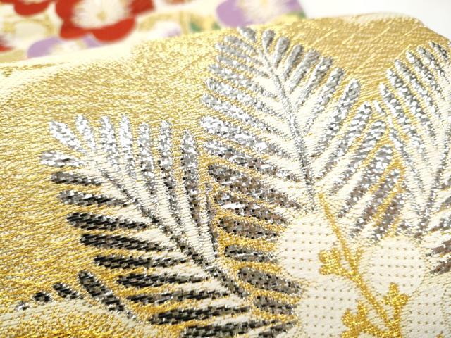 平和屋着物●六通柄袋帯 唐織 松竹梅 金銀糸 正絹 逸品 CABJ8582hy