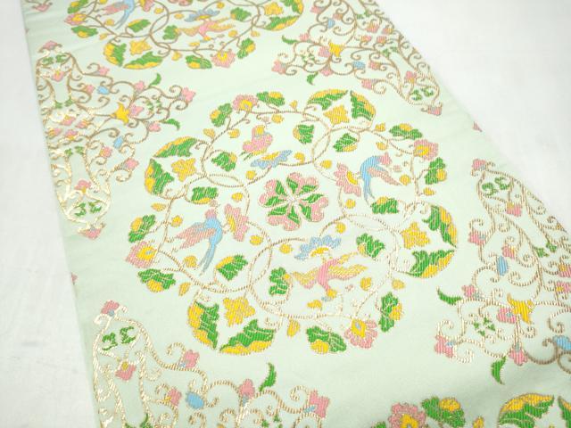 平和屋着物●龍村晋謹製 全通柄袋帯 天平瑞禽錦 金糸 正絹 逸品 CABJ8594hy
