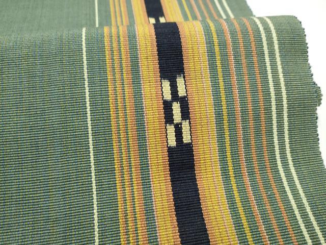 平和屋着物●沖縄県伝統工芸品 八重山ミンサー 手織り 八寸名古屋帯 幾何学間道 綿 逸品 CABJ8611hy