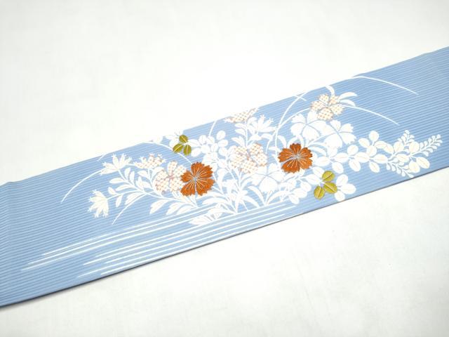 平和屋着物●京都祇園の老舗 ぎをん齋藤 九寸名古屋帯 駒刺繍 花蝶文 銀糸 正絹 逸品 CABJ8616hy