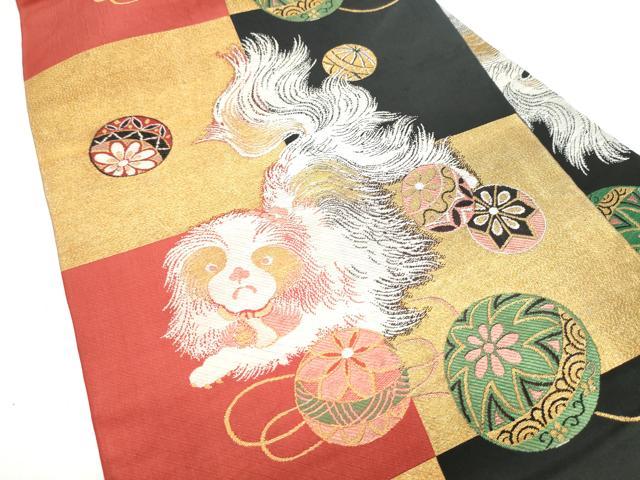 平和屋着物●アンティーク 大正ロマン 九寸名古屋帯 チン 金糸 正絹 逸品 CABJ8620hy