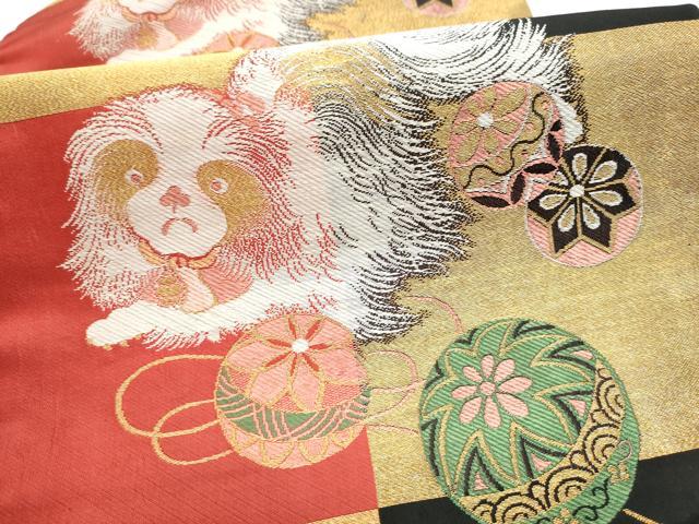 平和屋着物●アンティーク 大正ロマン 九寸名古屋帯 チン 金糸 正絹 逸品 CABJ8620hy