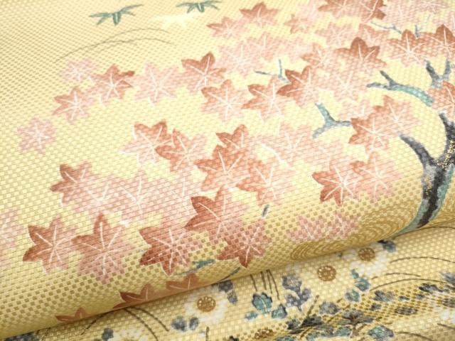 平和屋着物●九寸名古屋帯 作家物 草花文 金彩 正絹 逸品 CABJ8641hy