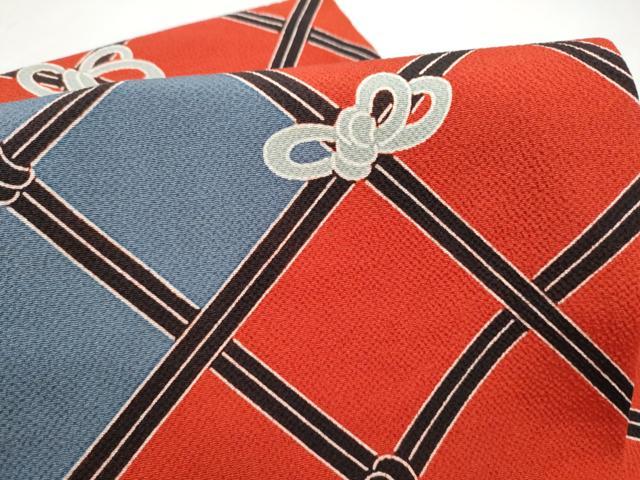 平和屋着物●和染紅型 栗山紅型 栗山吉三郎 九寸名古屋帯 菱文 鬼しぼ縮緬 正絹 逸品 CABJ8652hy