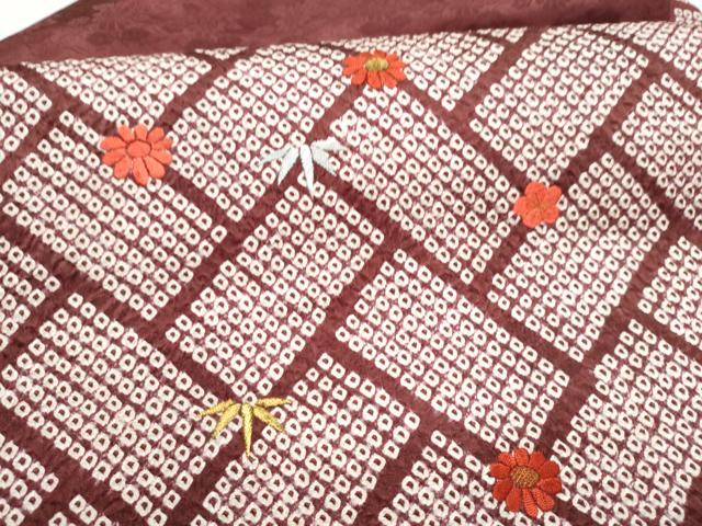 平和屋着物●九寸名古屋帯 絞り 刺繍 檜垣草花文 金糸 正絹 逸品 CABJ8656hy