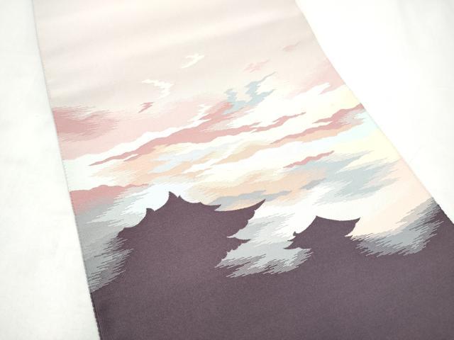平和屋着物●八寸名古屋帯 綴れ 霞文 正絹 逸品 CABJ8660hy