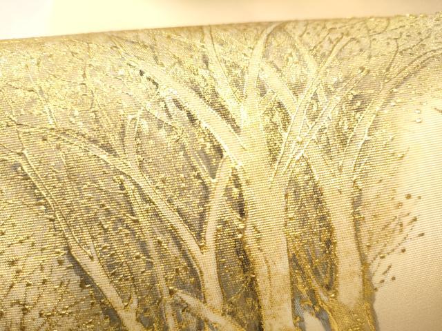 平和屋着物●塩瀬 九寸名古屋帯 枝松文 金彩 正絹 逸品 CABJ8666hy