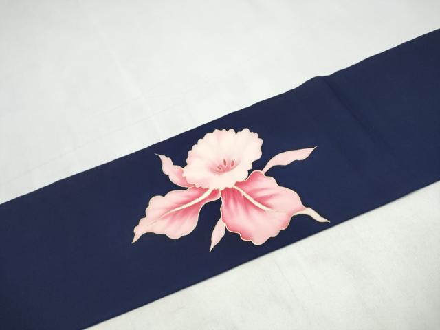 平和屋着物●塩瀬 九寸名古屋帯 枝花文 金彩 正絹 逸品 CABJ8667hy