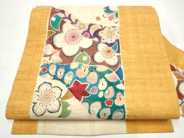 平和屋着物●九寸名古屋帯 紬地 絞り 辻が花 正絹 逸品 CABJ8669hy