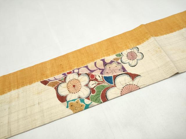 平和屋着物●九寸名古屋帯 紬地 絞り 辻が花 正絹 逸品 CABJ8669hy