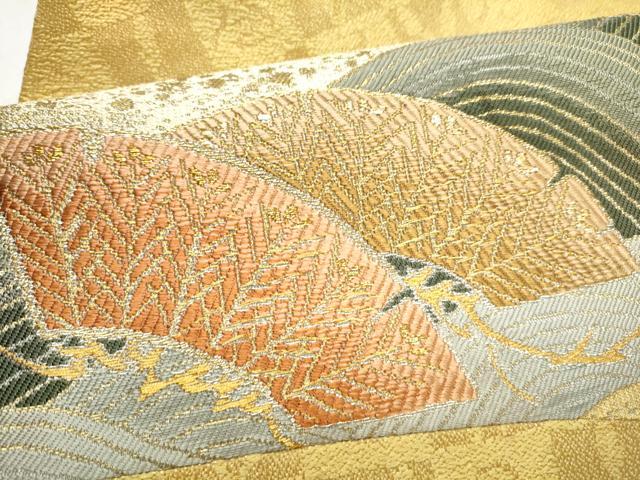 平和屋着物●創業280年 誉田屋源兵衛 九寸名古屋帯 切嵌 浜松文 金銀糸 正絹 逸品 CABJ8670hy