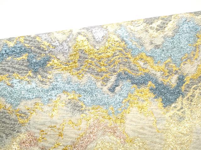 平和屋着物●つけ帯 霞文 金糸 正絹 逸品 CABJ8675hy