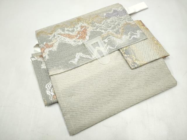 平和屋着物●つけ帯 霞文 金糸 正絹 逸品 CABJ8675hy