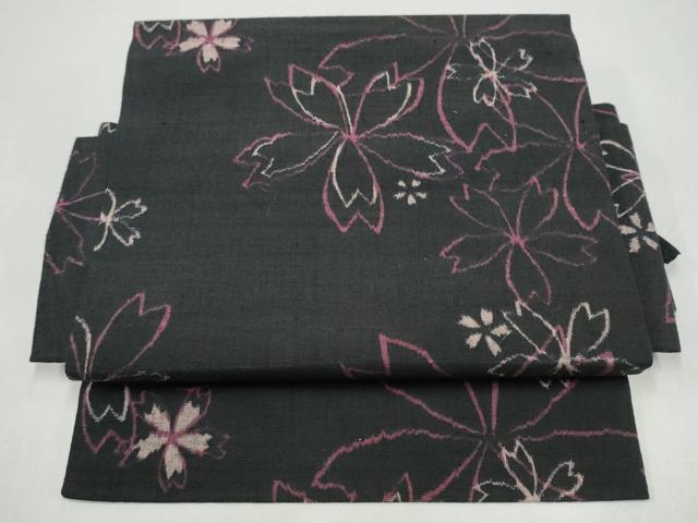 平和屋着物●つけ帯 紬地 舞桜文 正絹 逸品 CABJ8681hy