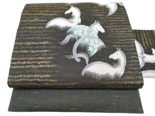 平和屋着物●つけ帯 馬 花丸文 正絹 逸品 CABJ8685hy