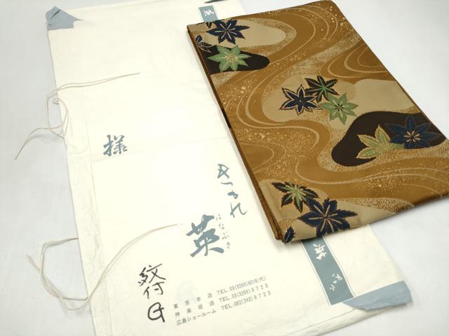 平和屋着物●西陣 川島織物 洗える最高級着物 <英>はなぶさ謹製 六通柄 京袋帯 竜田川 金糸 たとう紙付き CABJ8690hy