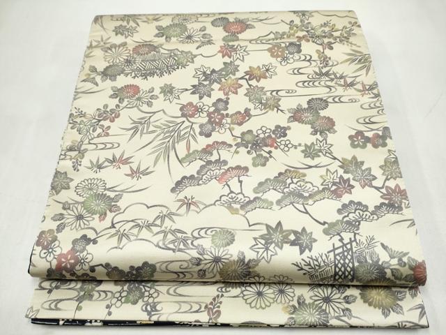 平和屋着物●両面 全通柄袋帯 松竹梅 正絹 逸品 CABJ8705hy