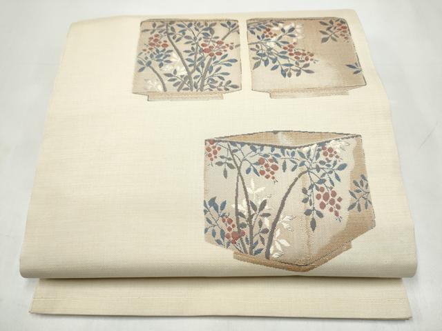 平和屋着物●名門木屋太 今河織物 六通柄袋帯 陶器枝花文 正絹 逸品 CABJ8709hy