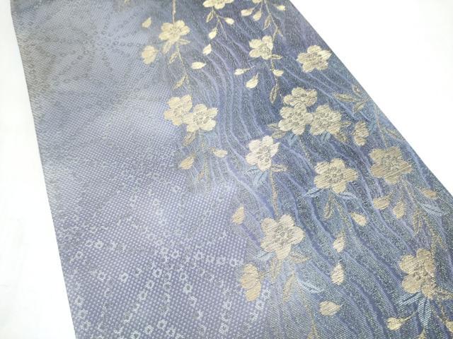 平和屋着物●六通柄袋帯 枝垂れ桜文 金糸 正絹 逸品 CABJ8721hy