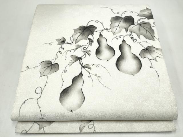 平和屋着物●太鼓柄袋帯 手描き 瓢箪蔦の葉文 正絹 逸品 CABJ8722hy