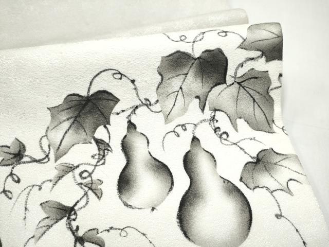 平和屋着物●太鼓柄袋帯 手描き 瓢箪蔦の葉文 正絹 逸品 CABJ8722hy