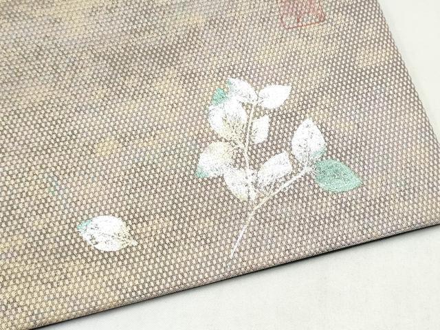 平和屋着物●室華風 全通柄袋帯 霞文 ワンポイント 枝葉文 金糸 鈴乃屋扱い 正絹 逸品 CABJ8728hy