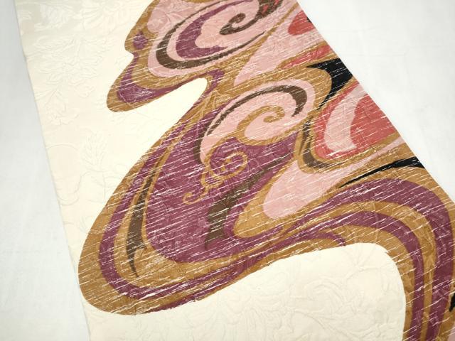 平和屋着物●全通柄袋帯 ふくれ織 流水文 正絹 逸品 CABJ8741hy