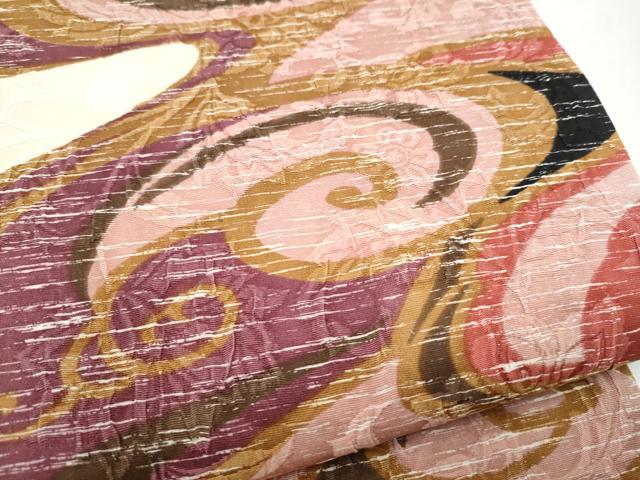 平和屋着物●全通柄袋帯 ふくれ織 流水文 正絹 逸品 CABJ8741hy
