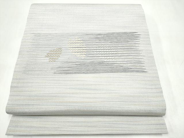 平和屋着物●本塩沢 やまだ織 太鼓柄袋帯 舞花びら 正絹 逸品 CABJ8744hy