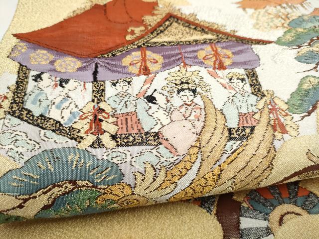 平和屋着物●六通柄袋帯 綴れ 祇園礼図 金銀糸 正絹 逸品 CABJ8756hy
