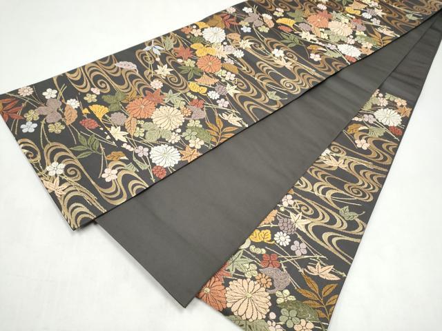 平和屋着物●六通柄袋帯 唐織錦 百花繚乱吹寄文 金糸 正絹 逸品 CABJ8764hy