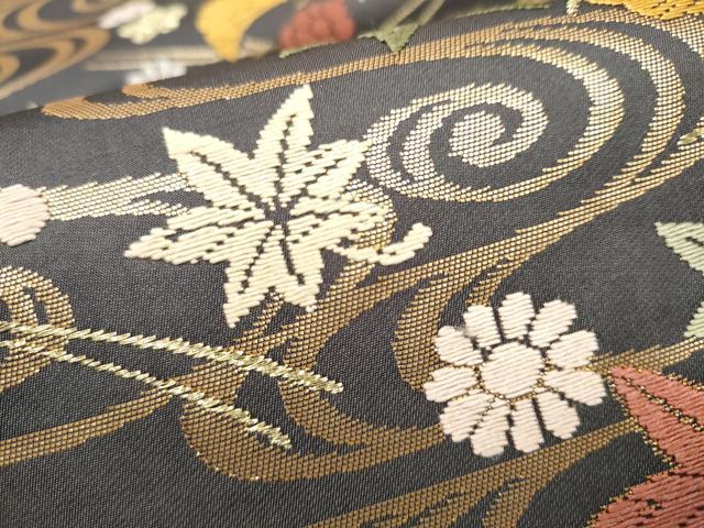 平和屋着物●六通柄袋帯 唐織錦 百花繚乱吹寄文 金糸 正絹 逸品 CABJ8764hy