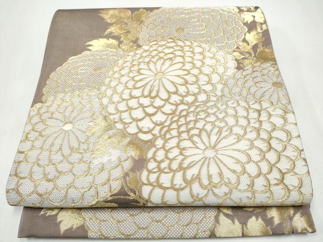 平和屋着物●両面 全通柄袋帯 菊 金糸 正絹 逸品 CABJ8774hy