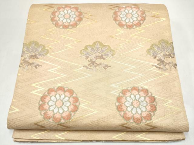 平和屋着物●六通柄袋帯 唐織 草花文 金糸 正絹 逸品 CABJ8784hy