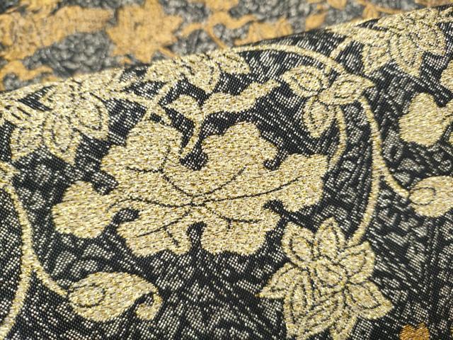 平和屋着物●六通柄袋帯 四季しまつづれ 花喰鳥 金糸 正絹 逸品 CABJ8789hy