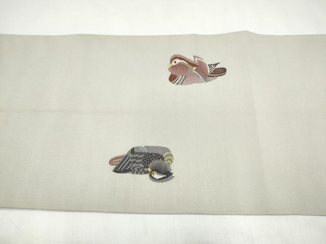 平和屋着物●爪搔き本綴れ 八寸名古屋帯 鴛鴦文 金糸 正絹 逸品 CABJ8794hy