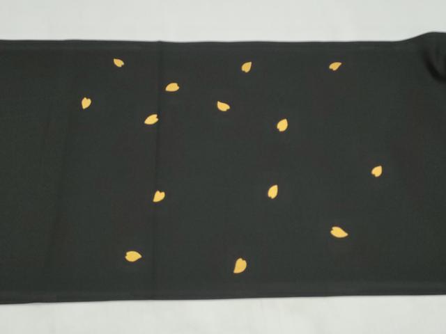 平和屋着物●塩瀬 九寸開き名古屋帯 刺繍 舞桜文 黒地 金銀糸 正絹 逸品 CABJ8797hy
