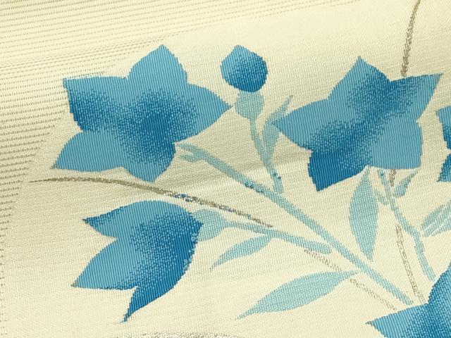 平和屋着物*夏物 九寸開き名古屋帯 桔梗 銀糸 正絹 逸品 CABJ8801rv