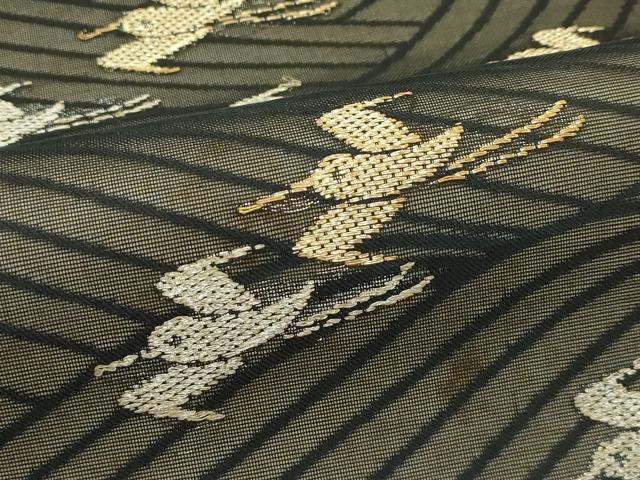 平和屋着物*夏物 九寸開き名古屋帯 飛鳥文 黒地 金銀糸 正絹 逸品 CABJ8803rv