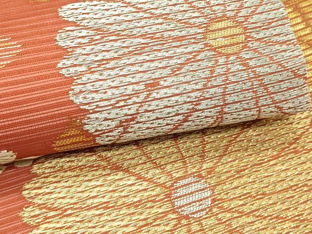 平和屋着物*夏物 九寸開き名古屋帯 菊 楓 金銀糸 正絹 逸品 CABJ8804rv