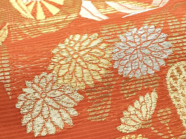 平和屋着物*夏物 全通柄袋帯 御所車花文 金銀糸 正絹 逸品 CABJ8807rv