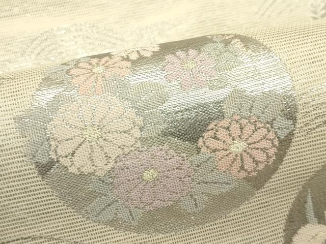 平和屋着物*夏物 六通柄袋帯 秋草丸文 金銀糸 正絹 逸品 CABJ8812rv