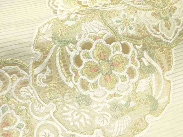 平和屋着物*夏物 西陣 六通柄袋帯 唐織 鏡裏華紋 金糸 証紙付き 正絹 逸品 未使用 CABJ8829rv