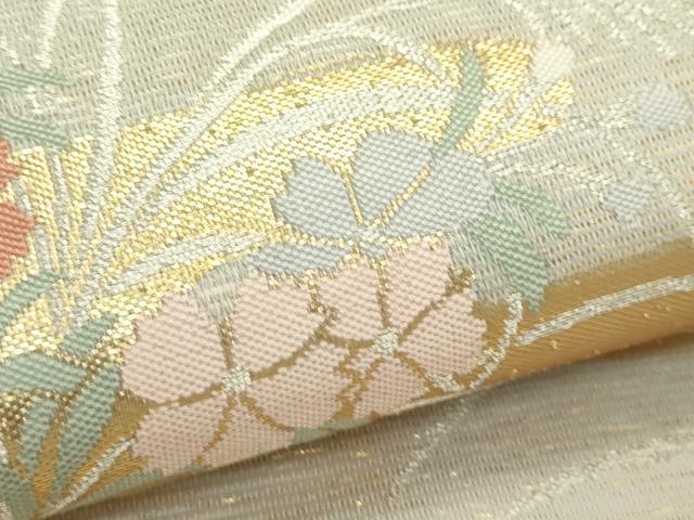 平和屋着物*夏物 六通柄袋帯 エ霞秋草文 金銀糸 正絹 逸品 CABJ8830rv