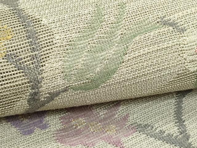 平和屋着物*夏物 1854年創業 帯屋捨松 八寸名古屋帯 枝花文 正絹 逸品 CABJ8848rv